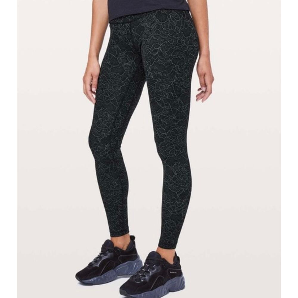 Lululemon Align Pant Full Length 28" Lacescape Dark Cast Black size 6 - Picture 3 of 7